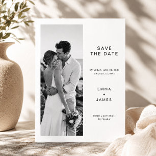Minimalistische Trouwfoto Zwart en Wit Foto Save The Date