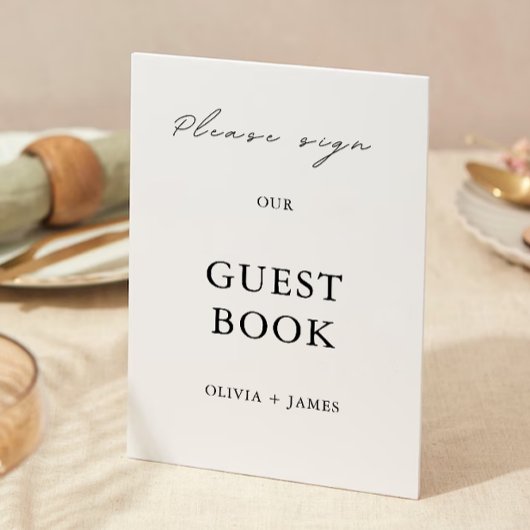 Minimalistische trouwgastboek teken sjabloon kaart