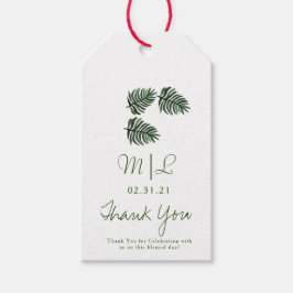 Minimalistische trouwhand waterverf palm groen cadeaulabel