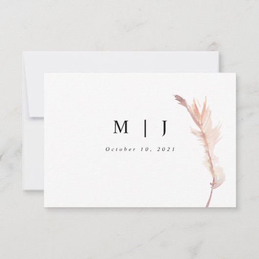Minimalistische Trouwinformatie met Blush Pampas G RSVP Kaartje (Achterkant)