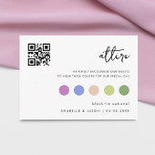 Minimalistische trouwjurk code Gastenkleding QR-co Informatiekaartje