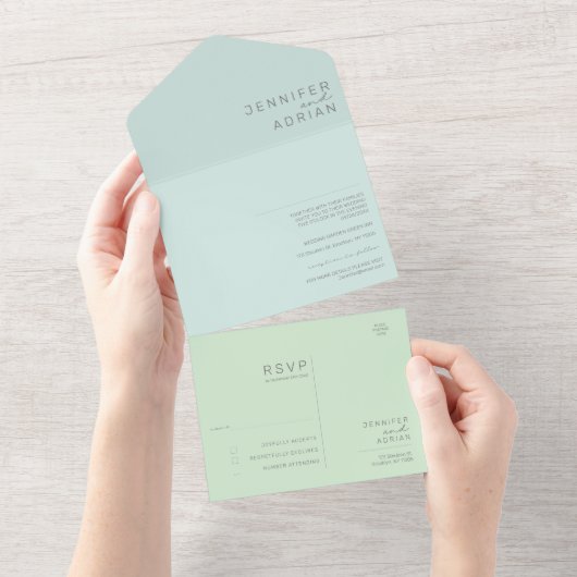 Minimalistische Trouwkaart All In One Uitnodiging (Afscheurbaar)