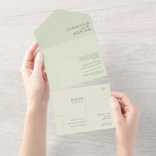 Minimalistische Trouwkaart All In One Uitnodiging (Afscheurbaar)