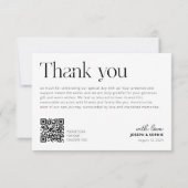 Minimalistische Trouwkaart Bedankt Foto QR Code (Achterkant)