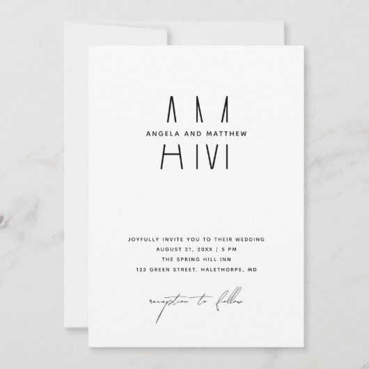 Minimalistische Trouwkaart + Details & QR. Modern  Kaart (Voorkant)