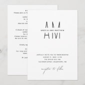 Minimalistische Trouwkaart + Details & QR. Modern  Kaart (Voorkant / Achterkant)