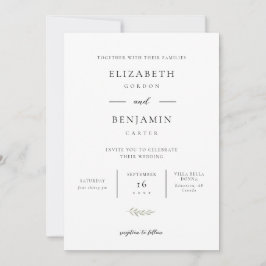 Minimalistische Trouwkaart Elegante Moderne Botani Kaart