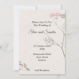 Minimalistische trouwkaart, groene en roze bloei kaart