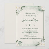 Minimalistische trouwkaart in bosgroen kaart (Voorkant / Achterkant)