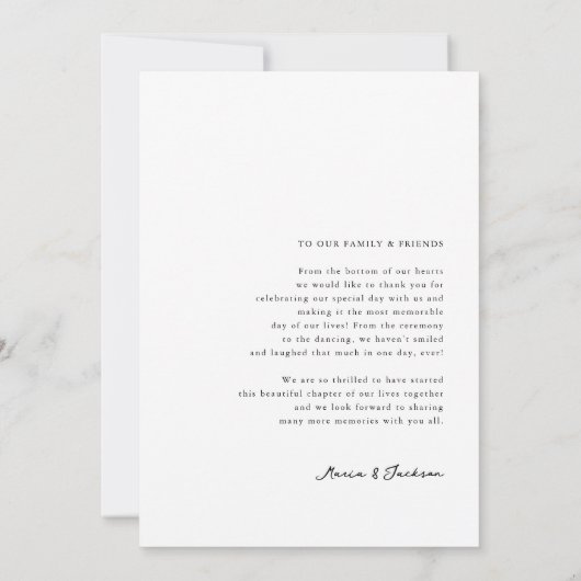 Minimalistische trouwkaart met bedankje en foto bedankkaart (Achterkant)