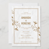 Minimalistische trouwkaart met bladgoud kaart (Voorkant)