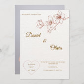 Minimalistische Trouwkaart met Bloemen Kaart (Voorkant / Achterkant)