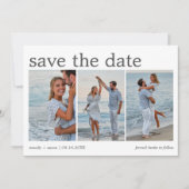 Minimalistische trouwkaart met drie foto's  save the date (Voorkant)