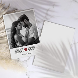 Minimalistische trouwkaart met foto en bedankje bedankkaart