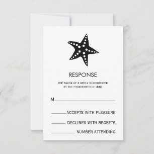 Minimalistische Trouwkaart met Zeester RSVP Kaartje