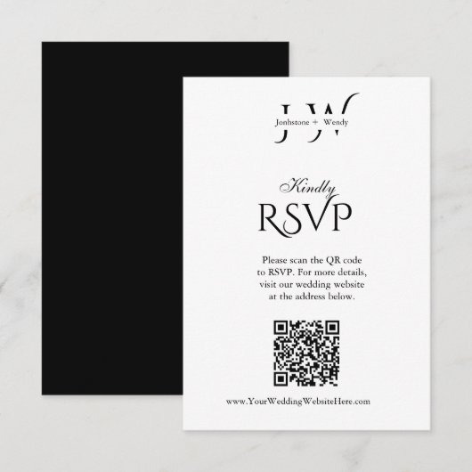 Minimalistische Trouwkaart QR Code RSVP Kaart (Voorkant / Achterkant)