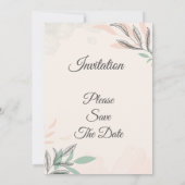 Minimalistische trouwkaart, roze, groen kaart (Achterkant)