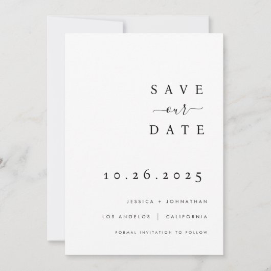 Minimalistische trouwkaart Save The Date uitnodigi (Voorkant)