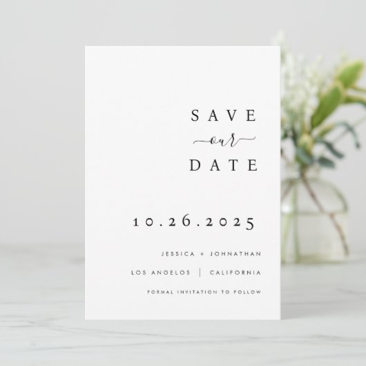 Minimalistische trouwkaart Save The Date-uitnodigi Save The Date (Staand voorkant)