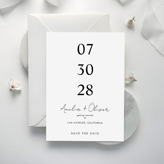 Minimalistische Trouwkaart Script Typografie Save The Date