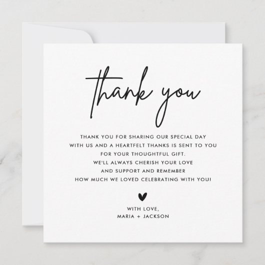 Minimalistische Trouwkaart Vierkante Bedankkaartje Bedankkaart (Voorkant)