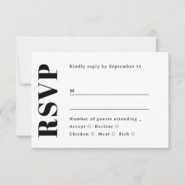 Minimalistische Trouwkaart. Zwarte & Witte Schoone RSVP Kaartje