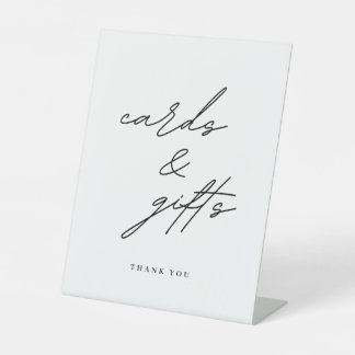Minimalistische trouwkaarten en cadeaus reclamebord met voetstuk