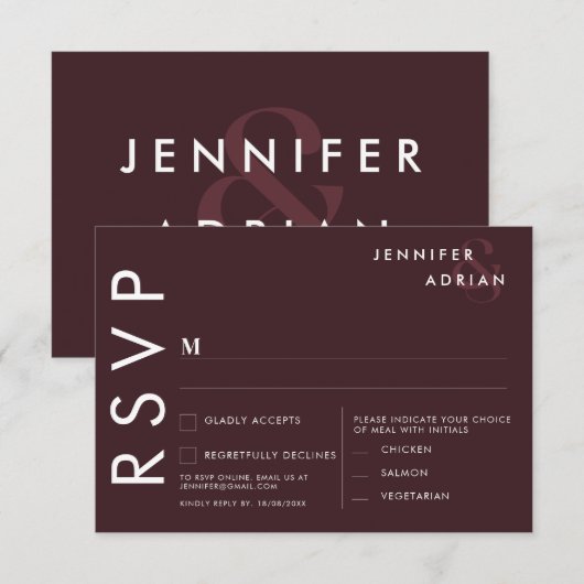 Minimalistische trouwkaarten voor RSVP Kaart (Voorkant / Achterkant)