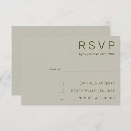 Minimalistische trouwkaarten voor RSVP Kaart (Voorkant / Achterkant)