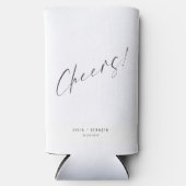 Minimalistische trouwkaligrafie seltzer blikjeskoeler (Voorkant)