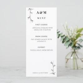Minimalistische Trouwmenu Kaart, Moderne Esthetiek Menu