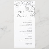Minimalistische Trouwmenu met Bloemen Menu (Voorkant)