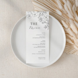 Minimalistische Trouwmenu met Bloemen Menu