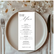Minimalistische trouwmenu met moderne kalligrafie