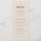 Minimalistische Trouwmenu Soft Latte Menu (Voorkant)