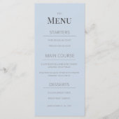 Minimalistische Trouwmenu | Stofblauw Menu (Voorkant)