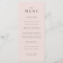 Minimalistische Trouwmenu | Warm Blush Menu