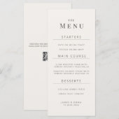 Minimalistische Trouwmenu | Warm Wit Menu (Voorkant / Achterkant)