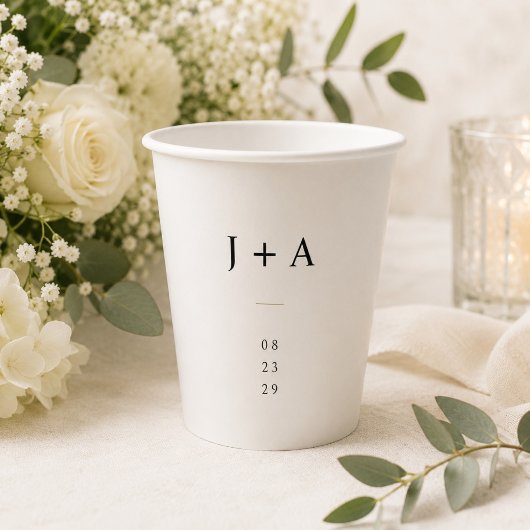 Minimalistische Trouwmonogram Papieren Beker