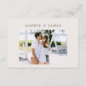 Minimalistische trouwregisterkaart met foto en QR- Informatiekaartje (Achterkant)