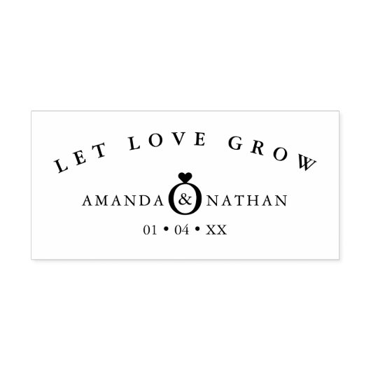 Minimalistische Trouwring Hart Namen en Datum Rubberstempel (Afrduk)