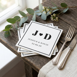 Minimalistische Trouwservetten Monogram Favor Trou Servet