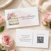 Minimalistische trouwtaart met QR-code  Visitekaartje