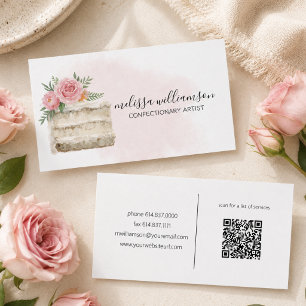 Minimalistische trouwtaart met QR-code  Visitekaartje