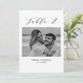 Minimalistische trouwtafel 2 Nummer & Foto Kaart (Staand voorkant)