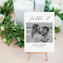 Minimalistische trouwtafel 2 Nummer & Foto Kaart