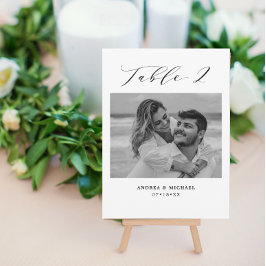 Minimalistische trouwtafel 2 Nummer & Foto Kaart
