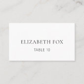 Minimalistische Trouwtafel Naam Zwart Wit Bruiloft Plaatskaartje (Voorkant)