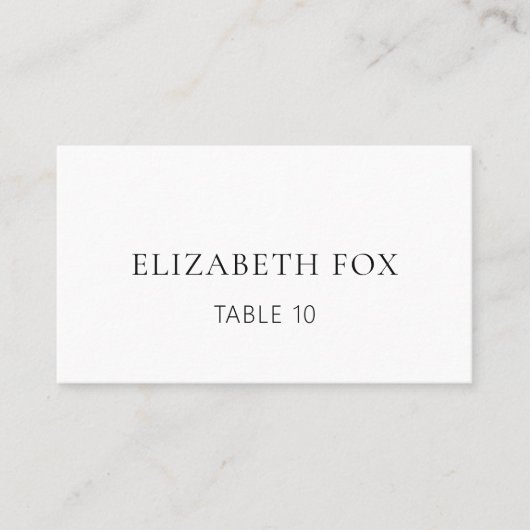 Minimalistische Trouwtafel Naam Zwart Wit Bruiloft Plaatskaartje (Voorkant)