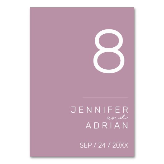 Minimalistische Trouwtafel Nummer -  Kaart (Voorkant)